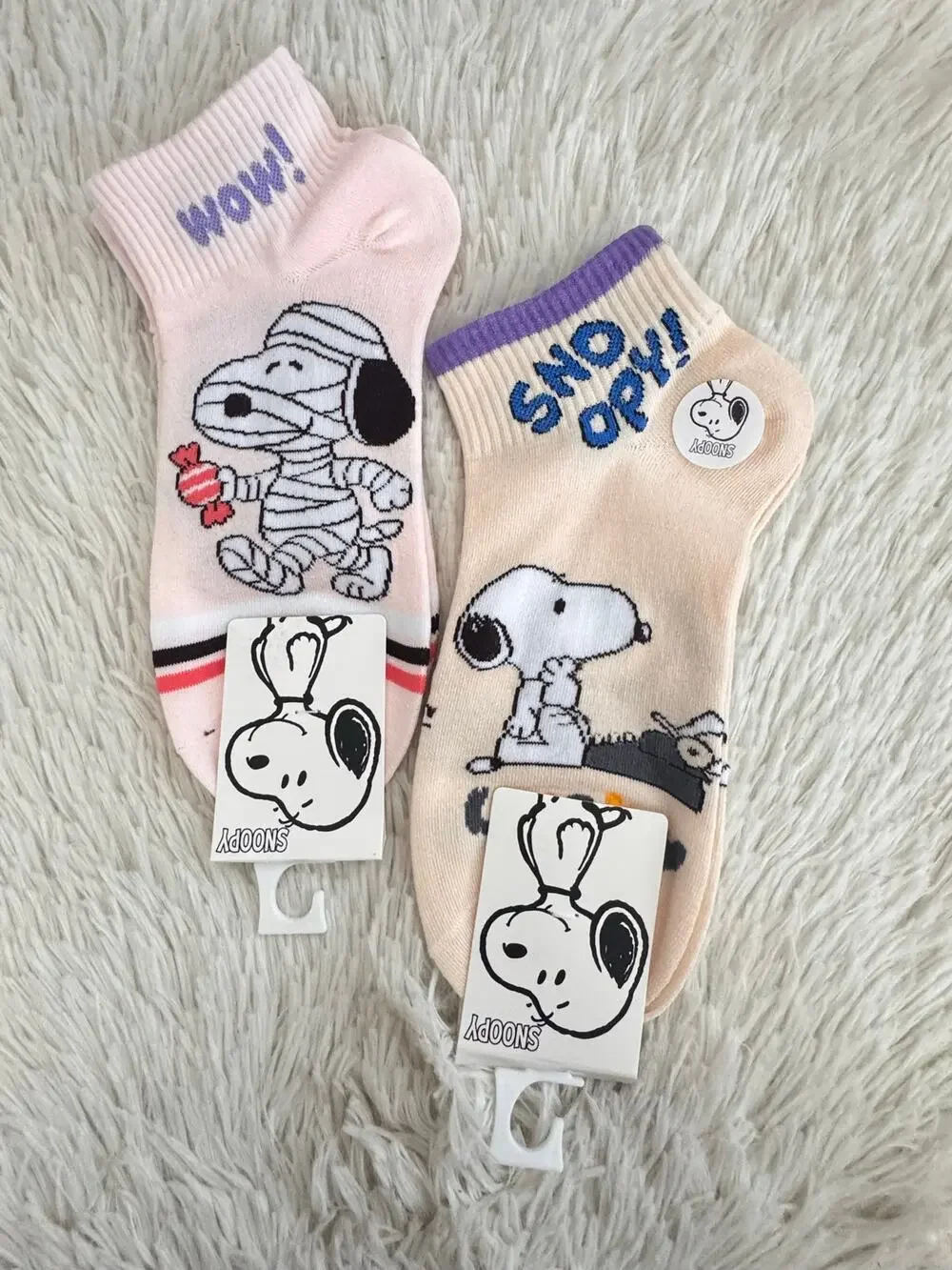 Snoopy ankle socks set of 2 with Snoopy graphic cotton blend